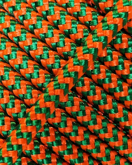 Corda djembè rinforzata PES 5 mm Zigzag Arancione fluo / verde 100 m