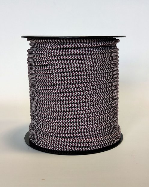 Corda djembè rinforzata PES 5 mm Zigzag Bordeaux / grigio 100 m