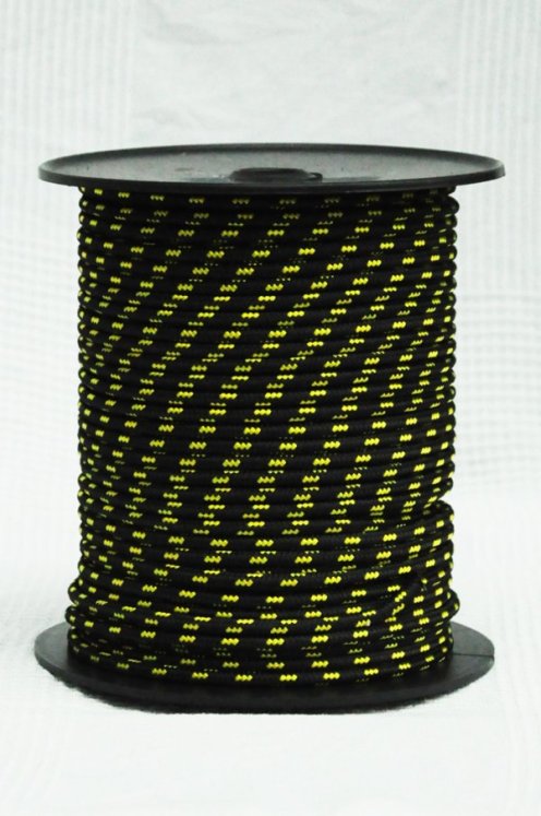 Corda djembè rinforzata PES 6 mm Nero / giallo fluo 100 m