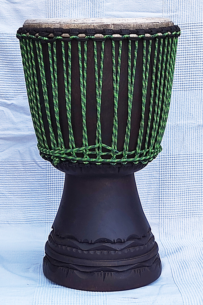 Djembe Africano Professionale Da 60 Cm - Tamburo A Calice In Legno Di Mogano Con Pelle Di Capra - Foto 3
