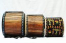 Set di tre mini-tamburi bassi Ghana: comprare set dunun (dundun, doun doun, doum doum)