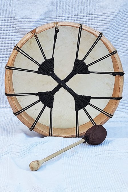 Tambour Chamanique Gewa BSX - Diamètre 30cm - Cadre Bois - Parure Plumes - Instrument Percussion