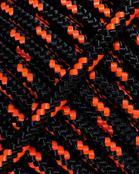 Corda tamburo djembè rinforzata PES 4 mm Nero / Arancione fluo 100 m