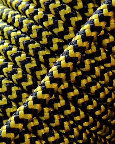 Drizza 5 mm (spina di pesce, nero / giallo girasole) - Corda tamburo djembe 20 m