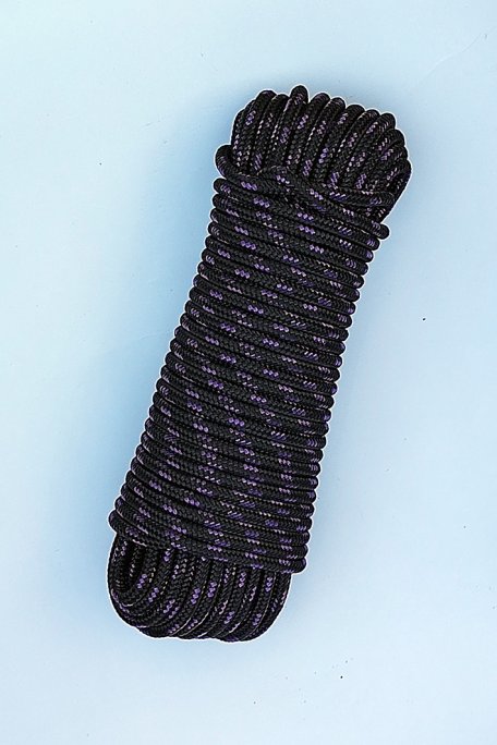 Corda intrecciata con anima Ø5 mm nero filo viola 20 m - Corda per tamburo djembe