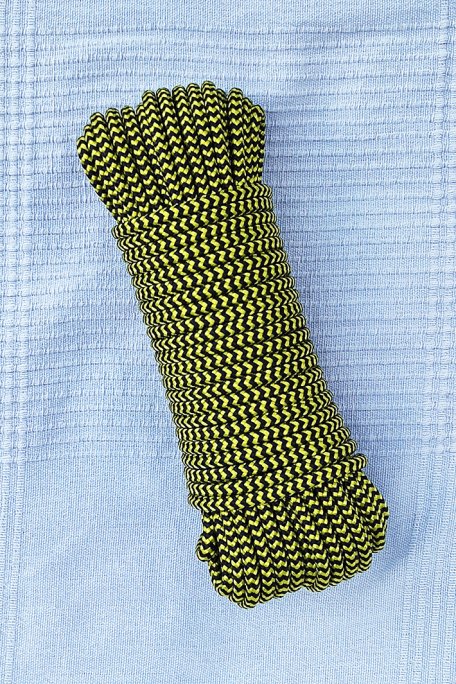 Drizza 5 mm (spina di pesce, nero / giallo girasole) - Corda tamburo djembe 20 m