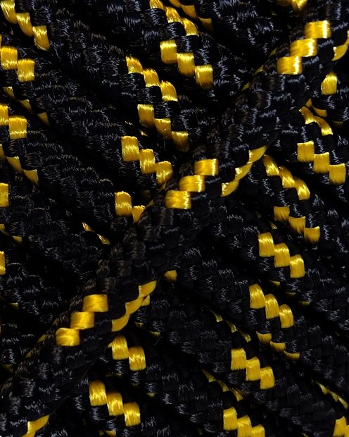 Corda tamburo djembè rinforzata PES 4 mm Nero / Giallo fluo 10 m