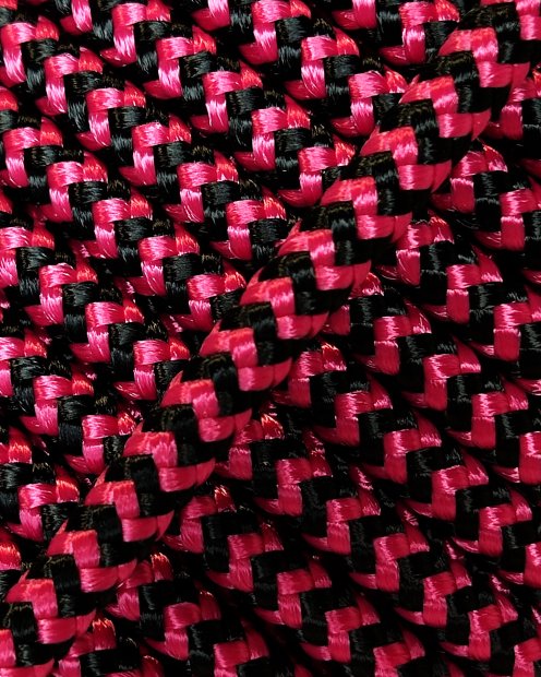 Corda tamburo djembè rinforzata PES 5 mm Zigzag Lampone / Nero 100 m