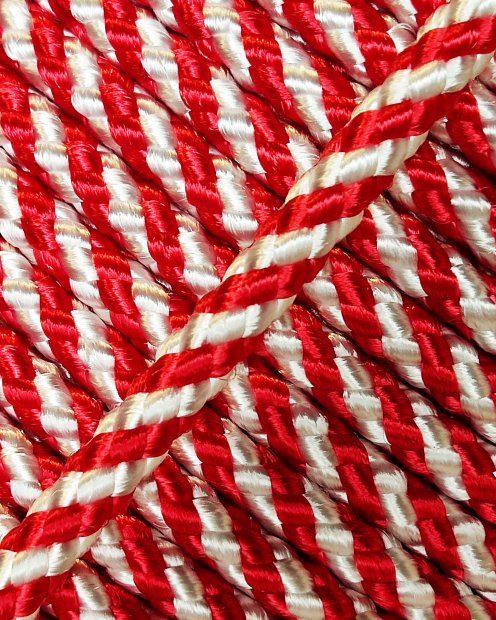 Corda tamburo djembè rinforzata PES 5 mm Diagonale Rosso / Bianco 100 m