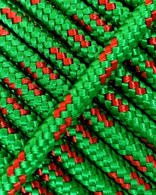 Corda tamburo djembè rinforzata PES 5 mm Verde / Rosso 100 m