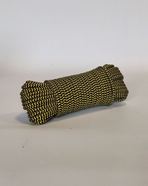 Drizza 5 mm (spina di pesce, nero / giallo girasole) - Corda tamburo djembe 20 m