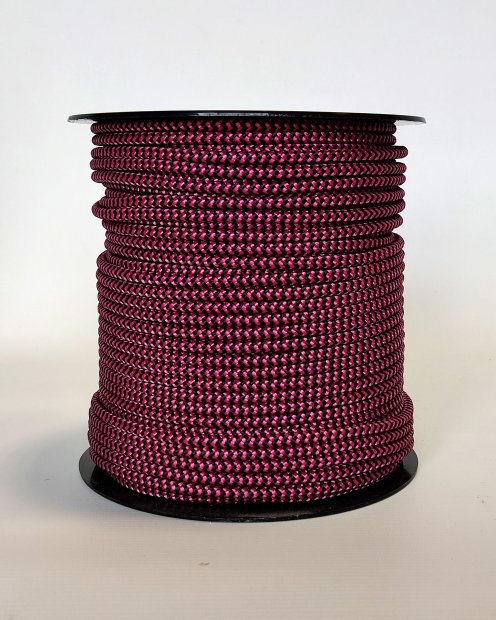 Corda tamburo djembè rinforzata PES 5 mm Zigzag Lampone / Nero 100 m