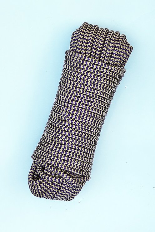 Corda intrecciata con anima Ø5 mm spina di pesce beige viola per tamburo djembe