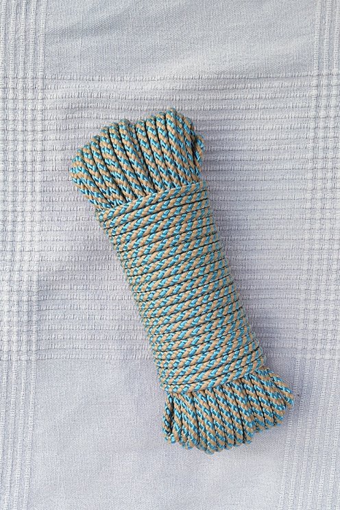Drizza 5 mm (eliche, beige / blu pastello) - Corda tamburo djembe 20 m