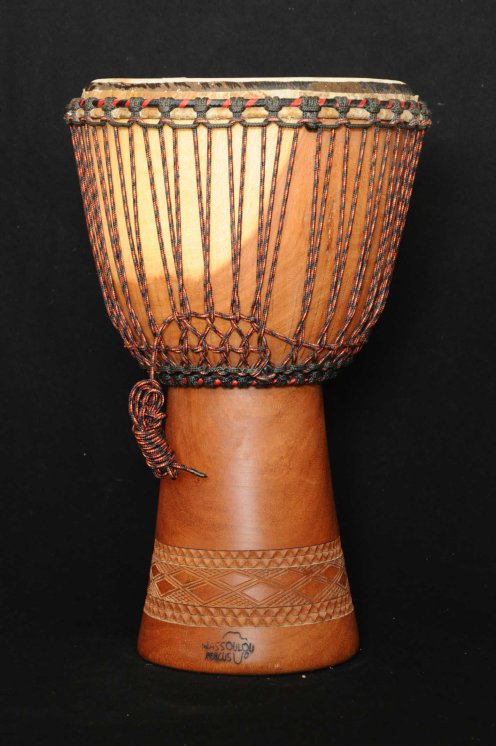 Djembe Mali Top in lenke pelle di bue in vendita (grande): comprare un djembe (djambè) malese in linke montato con una pelle bovina (mucca o vitello) (grande)