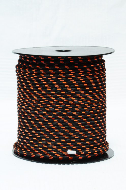 Corda alpina prestirata djembè Ø5 mm nera / arancia fluo - Corda per djembe tamburo
