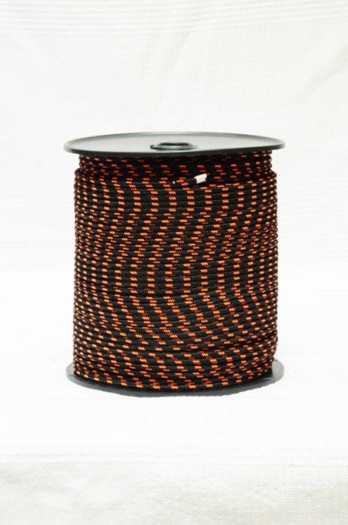 Corda tamburo djembè rinforzata PES 4 mm Nero / Arancione fluo 100 m
