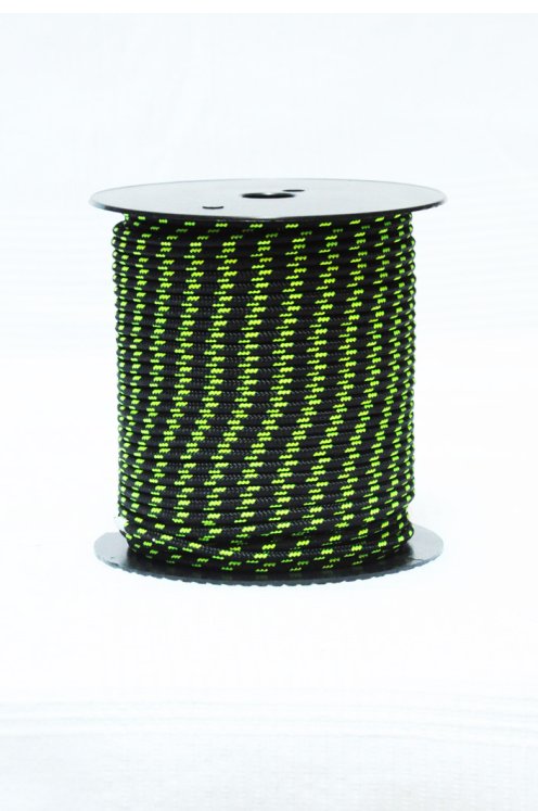 Corda alpina prestirata per djembè Ø4 mm nera / gialla fluo - Corda djembe tamburo