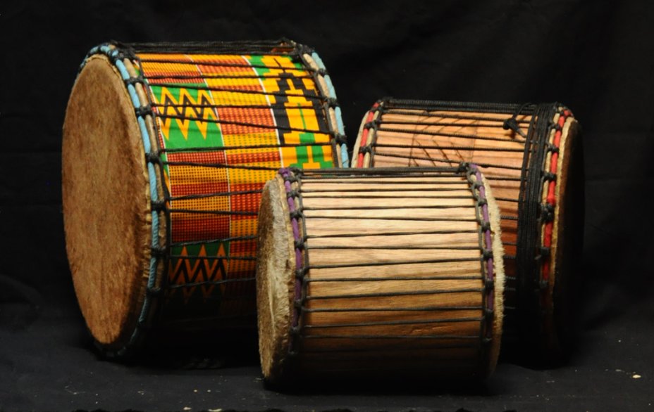 Mini-tripletta di doumdoum Eco Ghana in vendita: comprare una mini-tripletta di doundoun (dumdum, dundun, dunun, tamburi bassi africani) ghanese