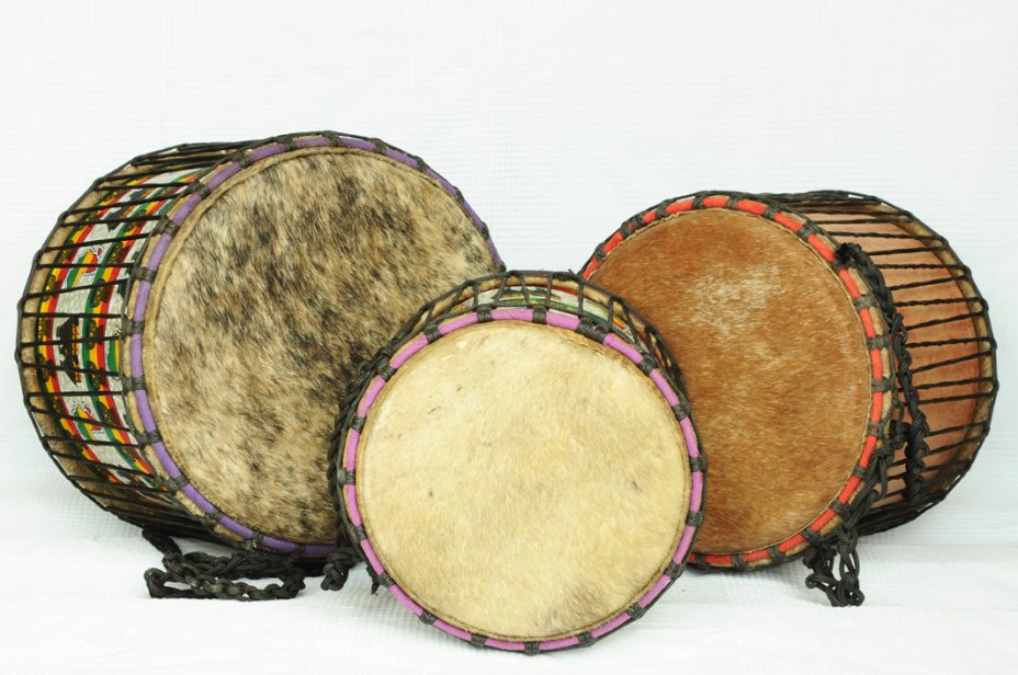 Set dundun vendita - Trio di mini-tamburi bassi dunun del Ghana