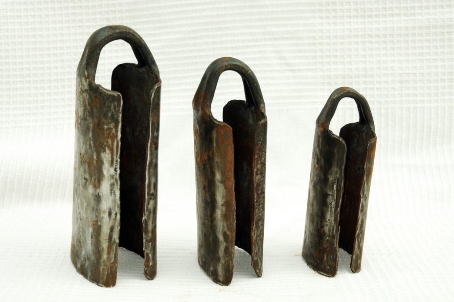 Trio di campane per tamburo dundun della Guinea - Campane per tamburi bassi