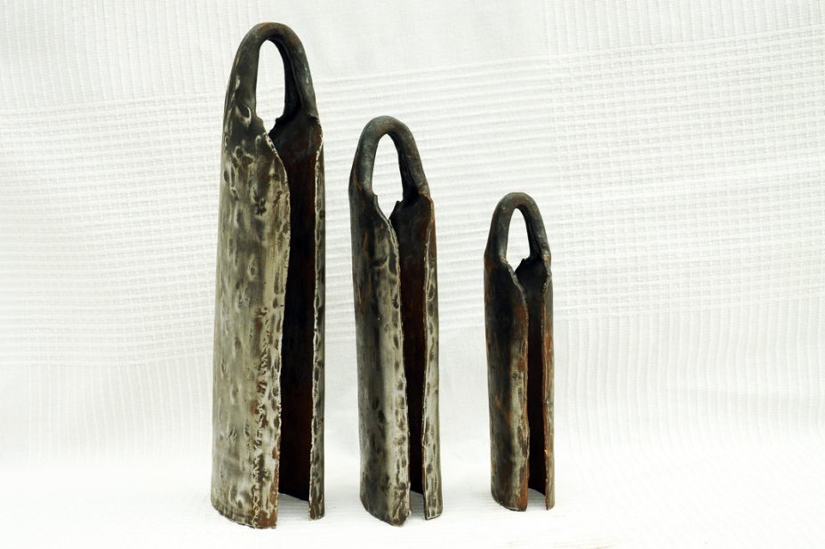 Trio di campane del Hamana per tamburo dundun della Guinea - Campane per tamburi bassi
