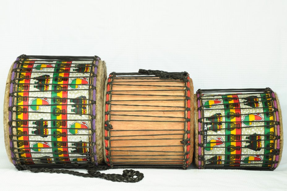 Set dundun vendita - Trio di mini-tamburi bassi dunun del Ghana