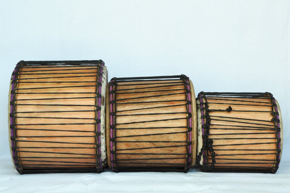 Set dundun vendita - Trio di mini-tamburi bassi dunun del Ghana