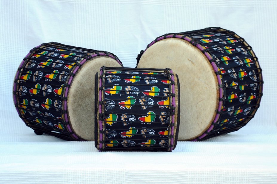Set dundun vendita - Trio di mini-tamburi bassi dunun del Ghana