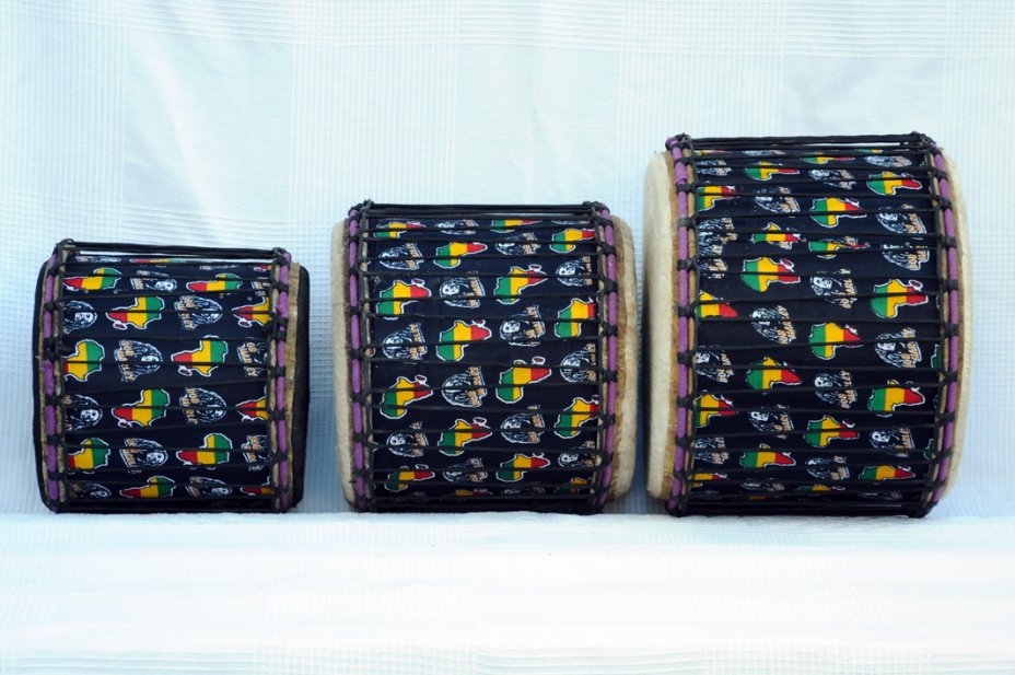 Set dundun vendita - Trio di mini-tamburi bassi dunun del Ghana