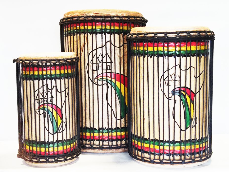 Serie di tamburi bassi dunun - Set di dundun della Guinea