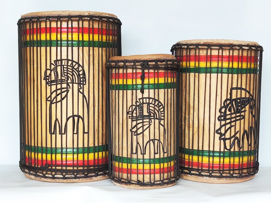 Serie di tamburi bassi dunun - Set di dundun della Guinea