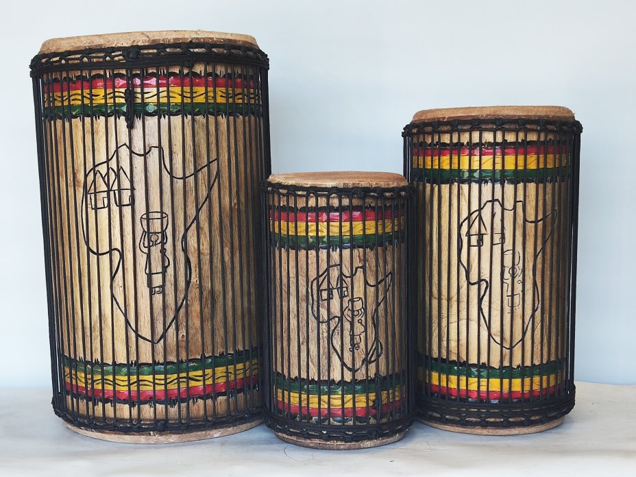 Serie di tamburi bassi dunun - Set di dundun della Guinea