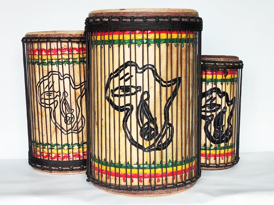 Serie di tamburi bassi dunun - Set di dundun della Guinea