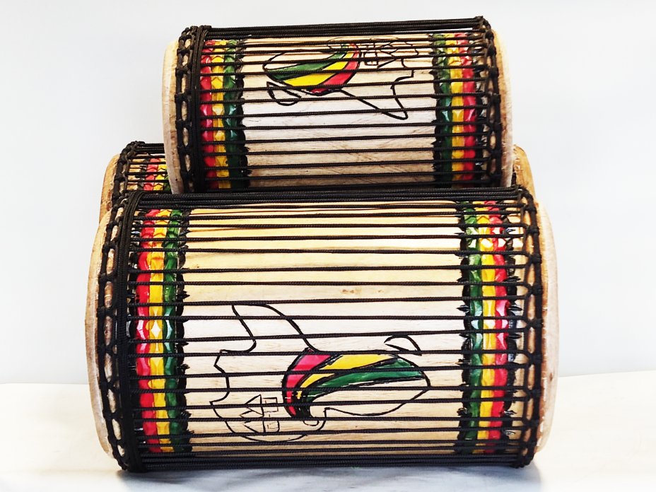 Serie di tamburi bassi dunun - Set di dundun della Guinea